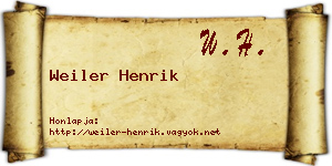 Weiler Henrik névjegykártya
